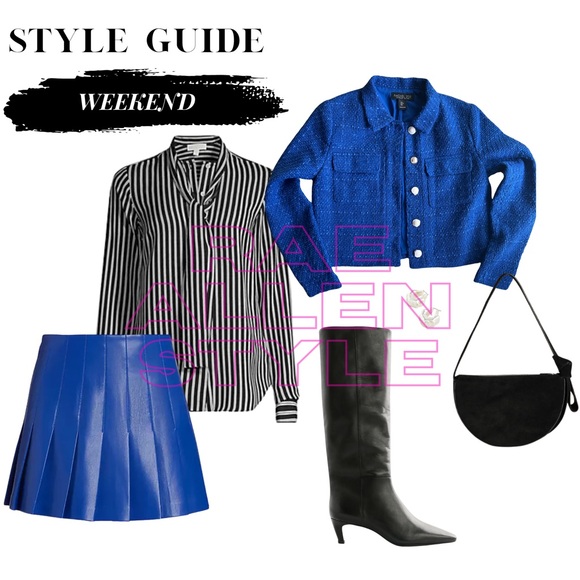 NWOT Rachel Zoe Royal Blue Tweed Cropped Blazer - Picture 4 of 14